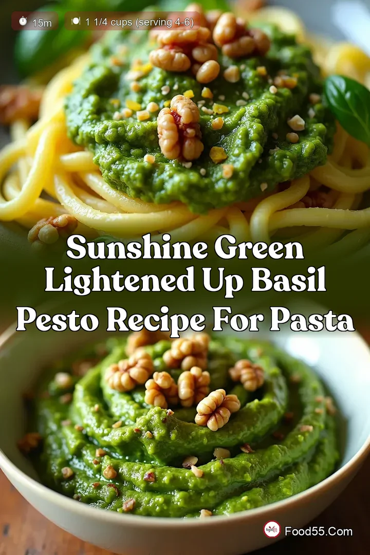 Sunshine Green Lightened Up Basil Pesto Recipe for Pasta