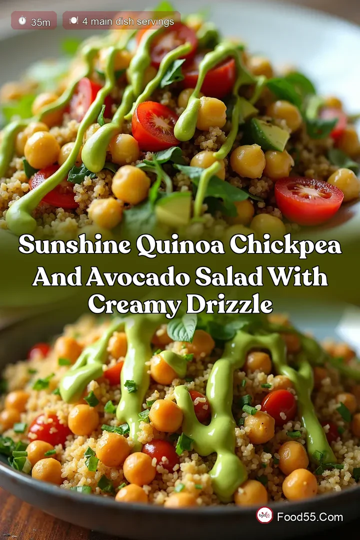 Sunshine Quinoa Chickpea and Avocado Salad with Creamy Drizzle