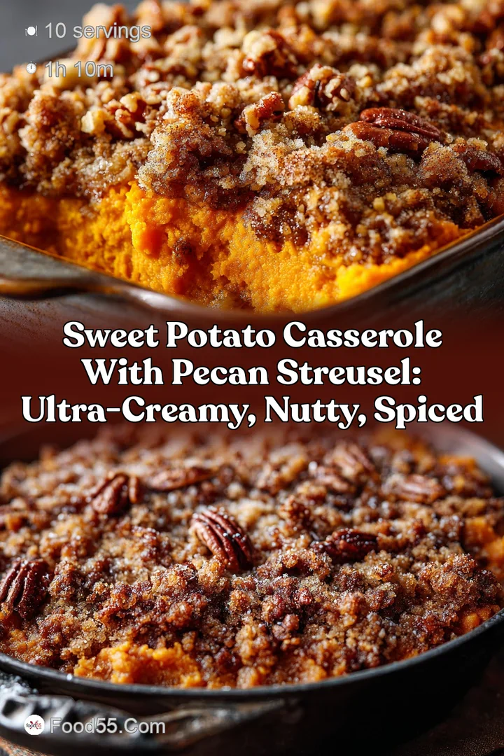 Sweet Potato Casserole with Pecan Streusel: Ultra-Creamy Nutty Spiced