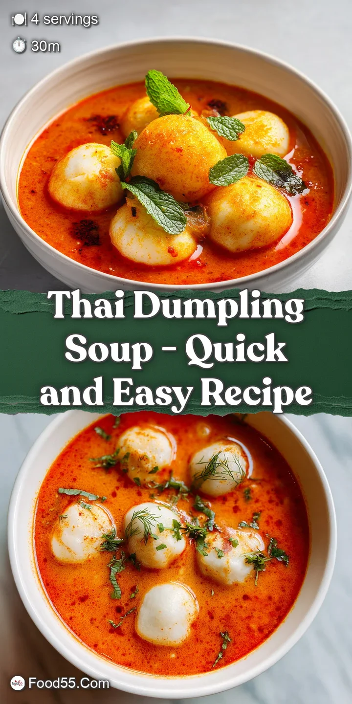 Close-up of delicate dumplings floating in a silky coconut broth, surrounded by colorful bell peppers and fresh cilantro.