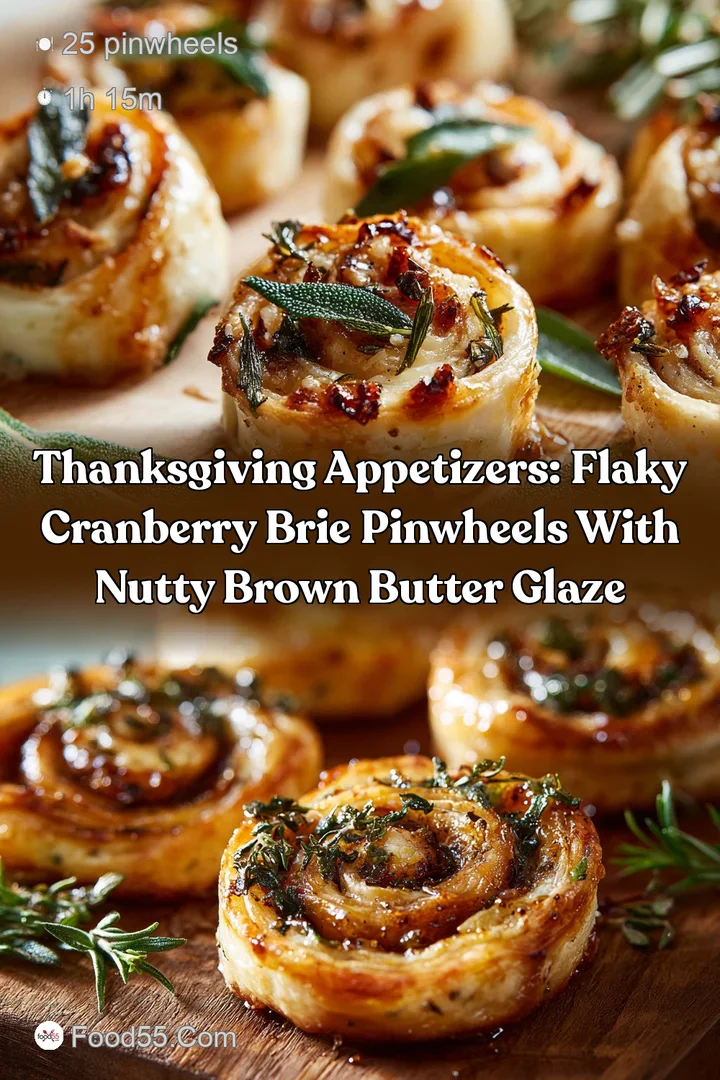 Thanksgiving Appetizers: Flaky Cranberry Brie Pinwheels with Nutty Brown Butter Glaze
