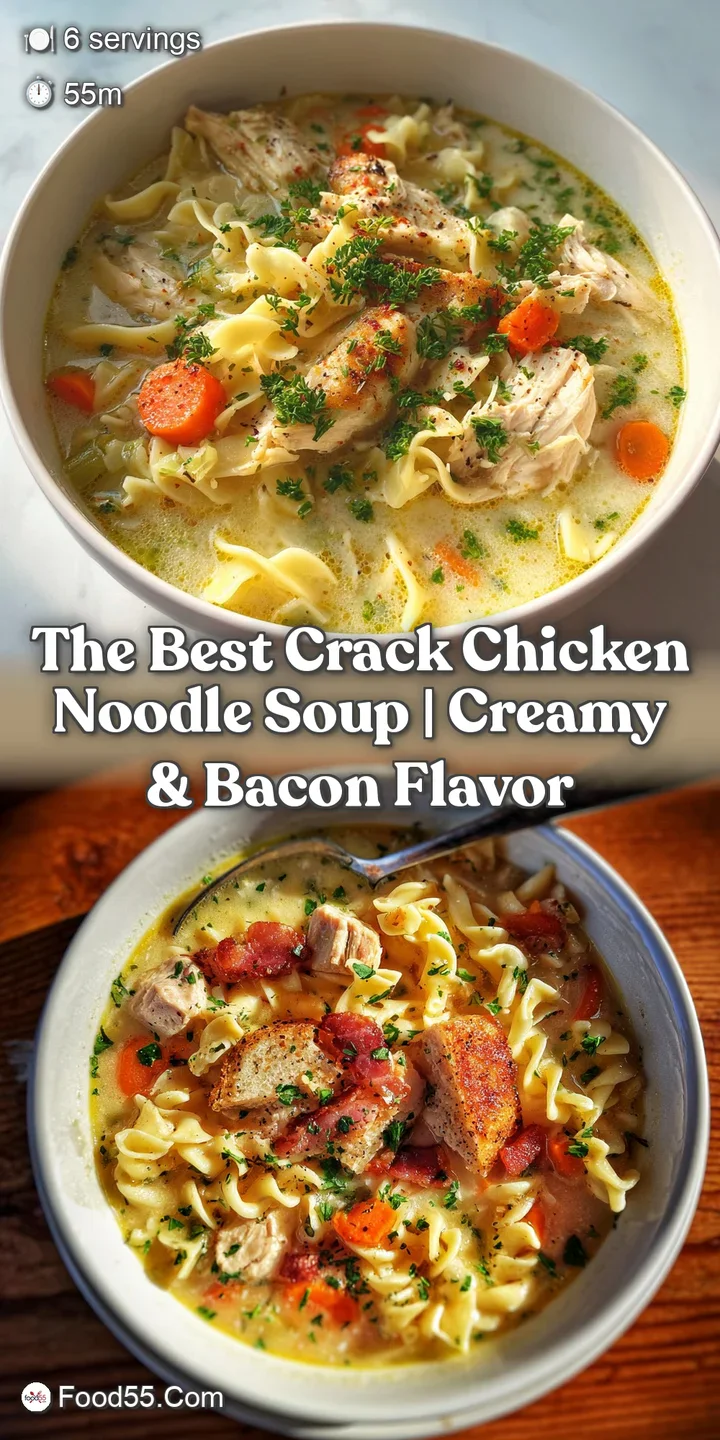 Close-up of savory chicken noodle soup. Swirling broth, plump noodles, and shredded chicken create an appetizing and comfo...