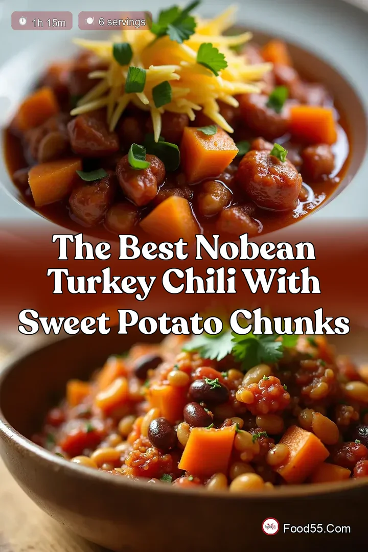 The Best NoBean Turkey Chili with Sweet Potato Chunks