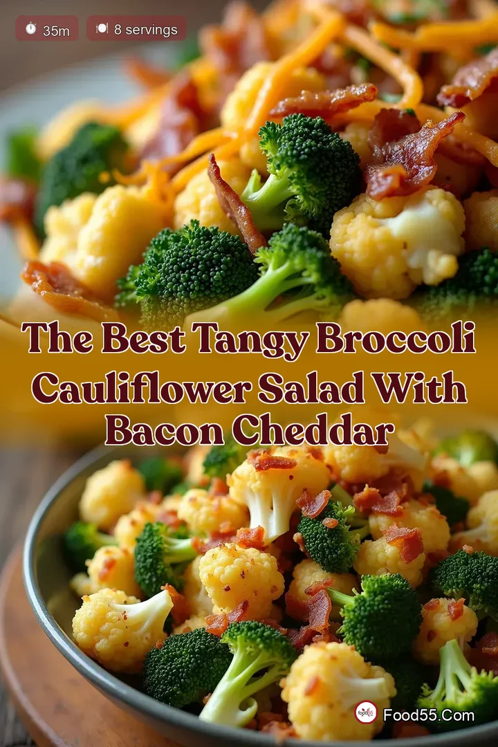 The Best Tangy Broccoli Cauliflower Salad with Bacon Cheddar