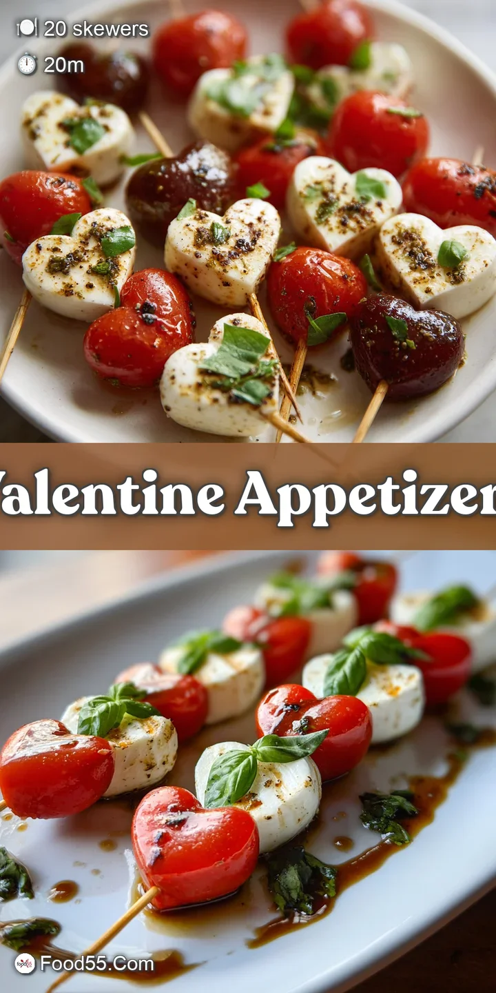 Close-up of a juicy mini Caprese skewer, showcasing the ripe tomato, creamy mozzarella, and fragrant basil. Drizzled with ...