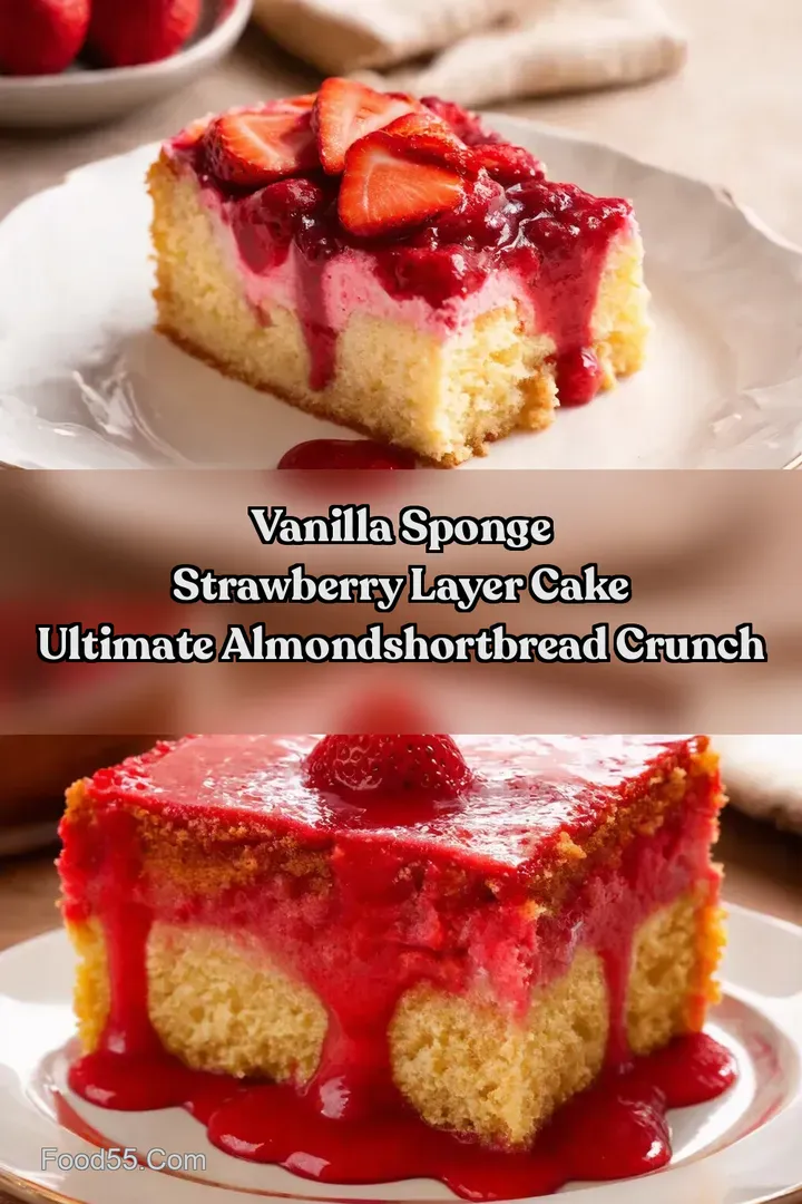 Vanilla Sponge Strawberry Layer Cake Ultimate AlmondShortbread Crunch