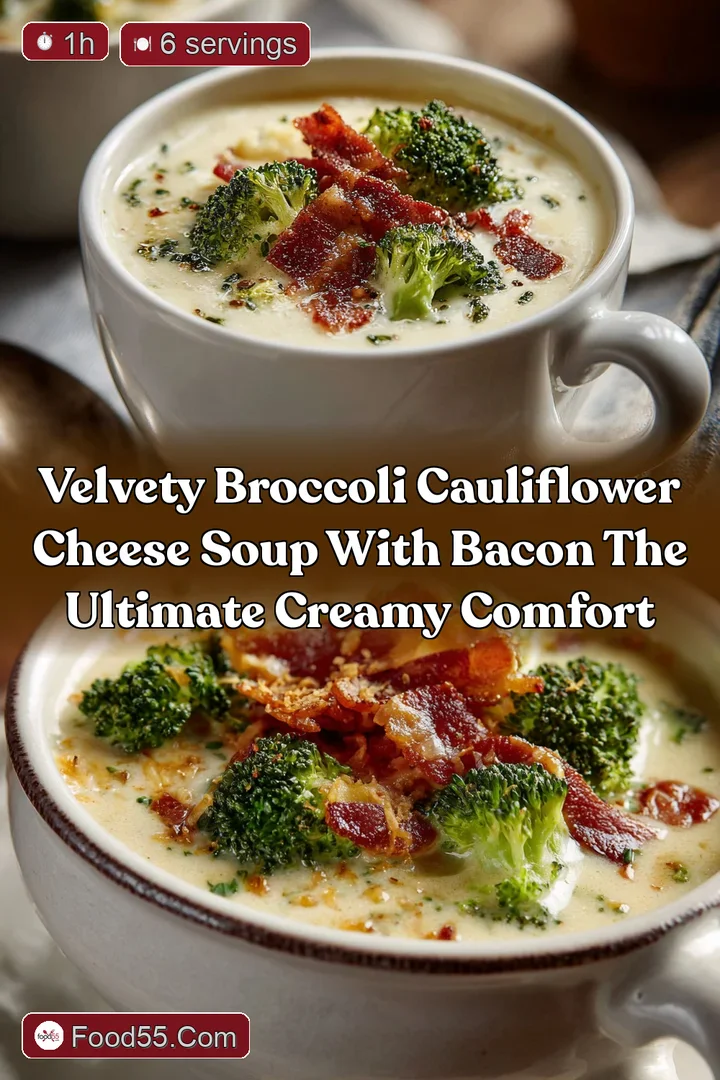 Velvety Broccoli Cauliflower Cheese Soup with Bacon The Ultimate Creamy Comfort