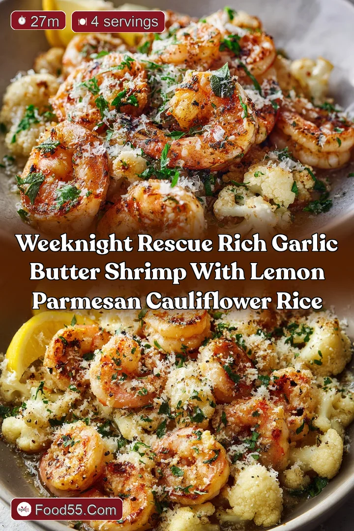 Weeknight Rescue Rich Garlic Butter Shrimp with Lemon Parmesan Cauliflower Rice
