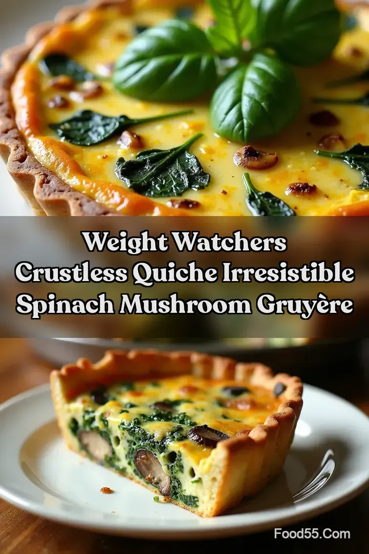 Weight Watchers Crustless Quiche Irresistible Spinach Mushroom Gruy&egrave;re