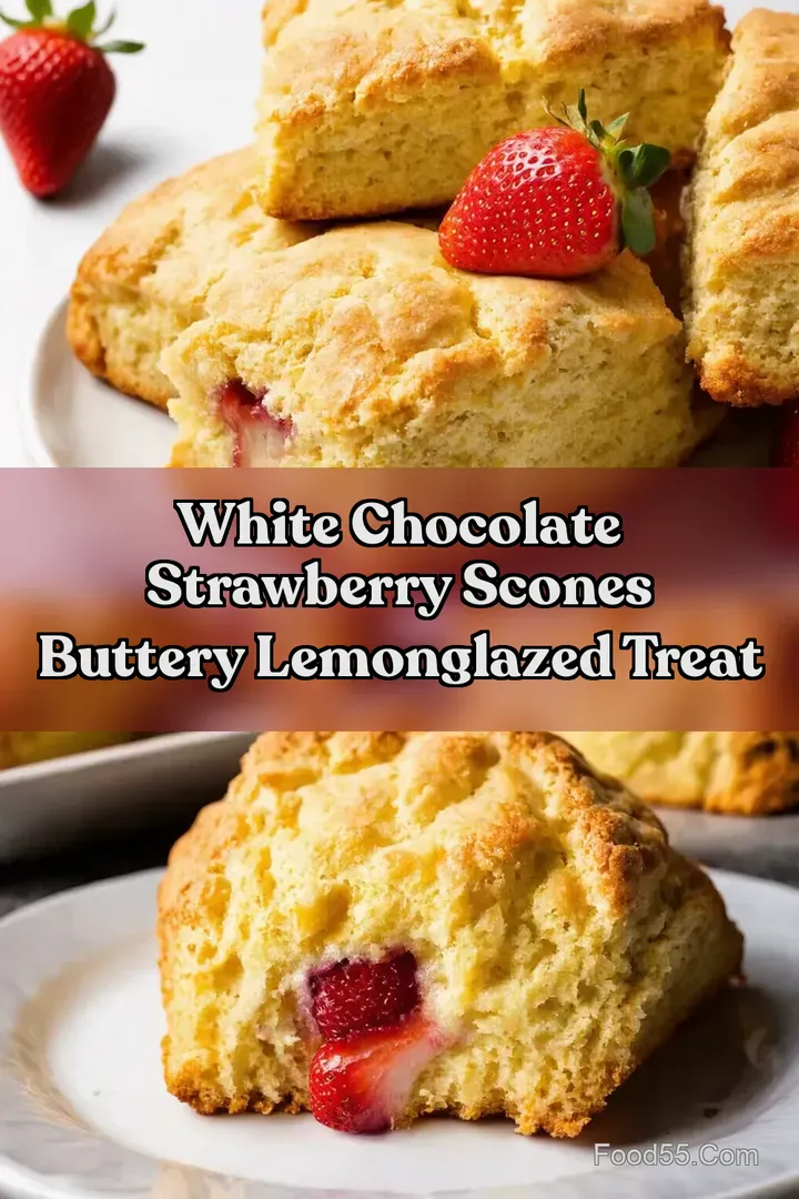 White Chocolate Strawberry Scones Buttery LemonGlazed Treat