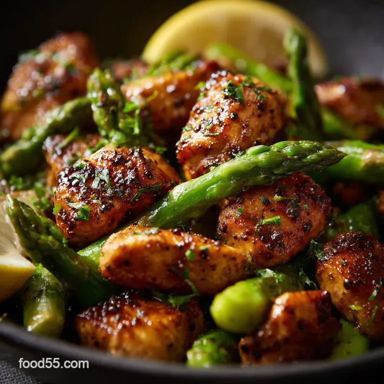 Golden Garlic Butter Chicken Bites with Zesty Lemon Asparagus
