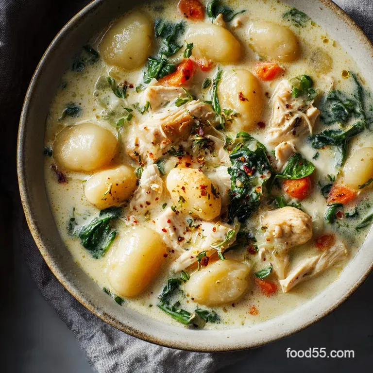 The Ultimate Comfort Creamy Italianstyle Chicken Gnocchi Soup presentation