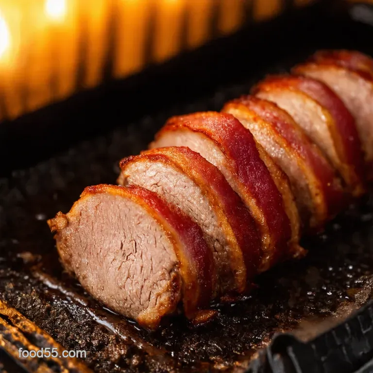 Air Fryer Bacon Wrapped Pork Tenderloin Crispy Juicy and Ready in Minutes presentation
