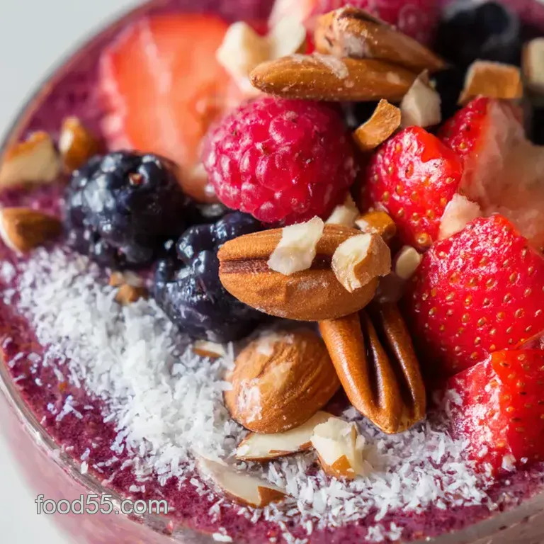 Amaranth Power Bowl with Berries and Almond Butter Swirl