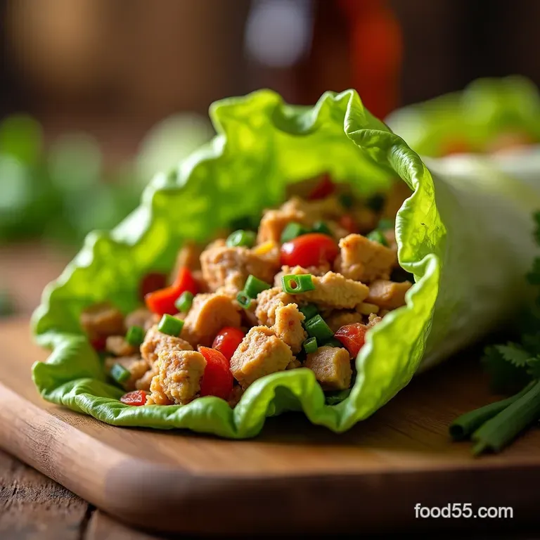 The Unwrapped Crunch Zingy Asian Chicken Lettuce Wrap Chopped Salad presentation