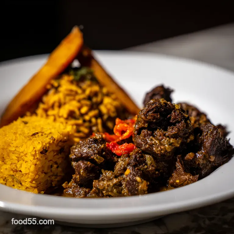 Auntie Pams Proper Curry Goat presentation