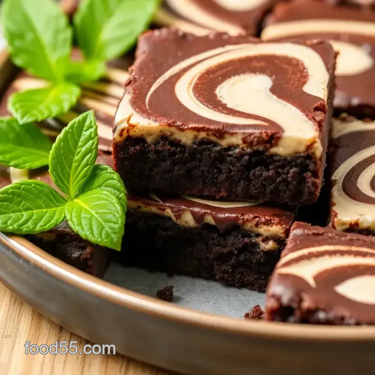 Decadent Chocolate Brownies with a Creamy Cheesecake Swirl presentation