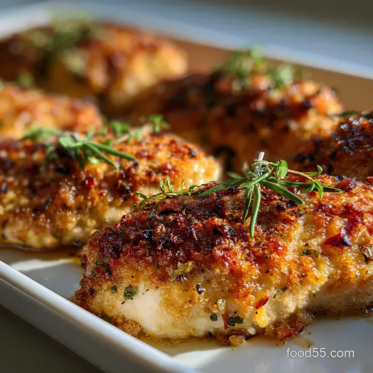 Baked Chicken Breast Recipe: Succulent Simple and Herb-Crusted presentation