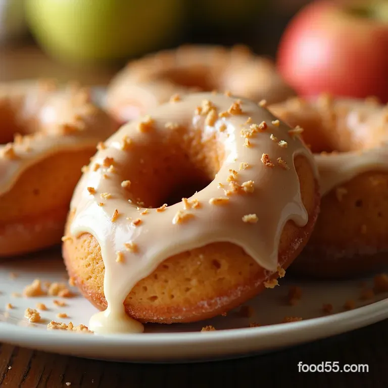 Baked Donutshaped Apple Snacks with Cinnamonyogurt Glaze presentation