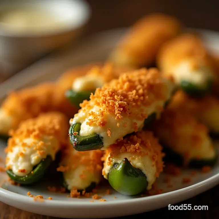 Properly Popped Baked Jalape&ntilde;o Poppers with Cream Cheese Smoked Paprika Crunch presentation