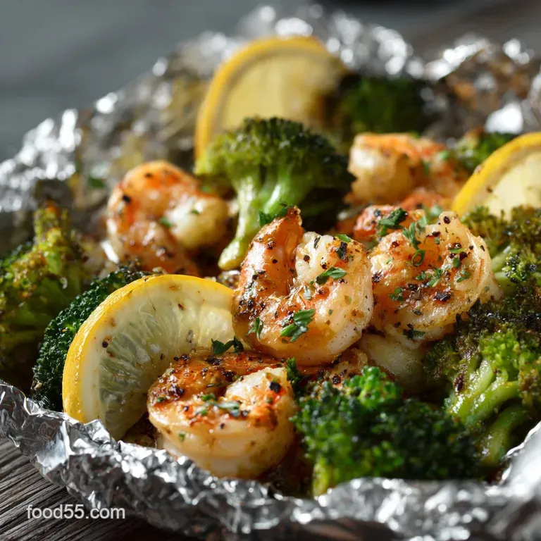 Baked Shrimp and Broccoli Foil Packs: Lemon Garlic Steamed Magic presentation