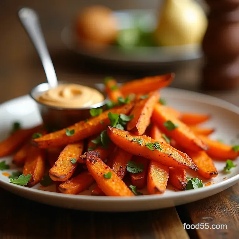 Baked Sweet Potato Irish Fries Crispy Maltvinegar Aioli presentation