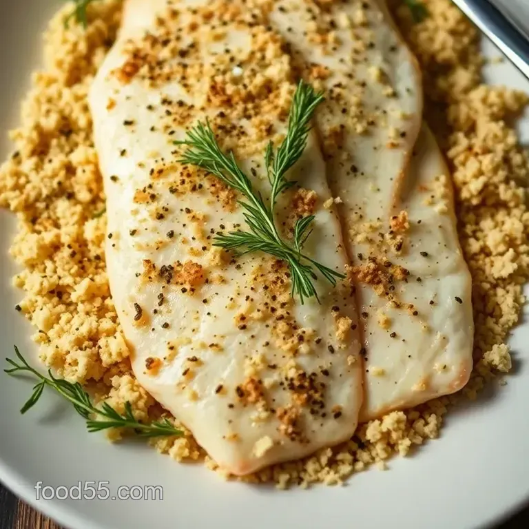Baked Walleye Fillets with a Zesty Lemon-Dill Crust presentation