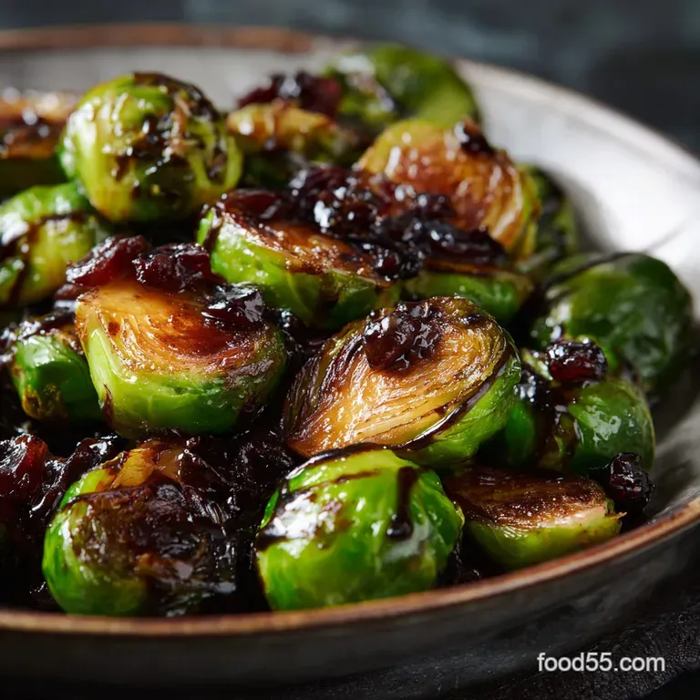 Balsamic Honey Glazed Brussels Sprouts and Sweet P the Best Autumn Side Dish presentation