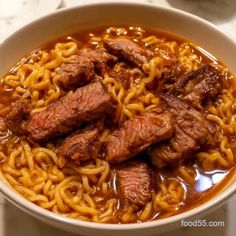 Pan-Seared Beef Ramen Noodle Soup