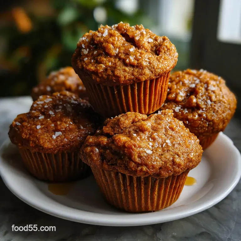 Fluffy pumpkin muffins elegantly displayed on a white porcelain plate, garnished with a swirl of cream and a sprinkle of n...