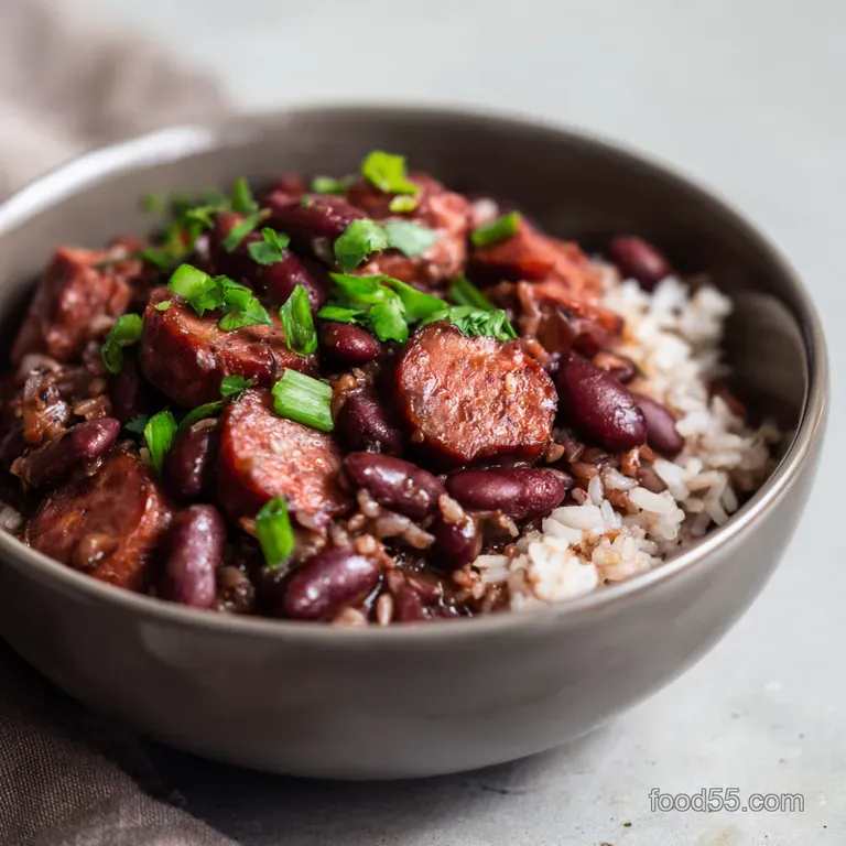 Big Easy Red Beans Rice with Andouille Sausage presentation