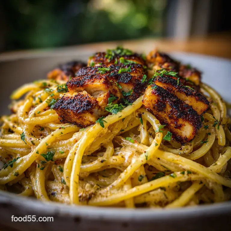 Creamy Blackened Chicken Alfredo Pasta