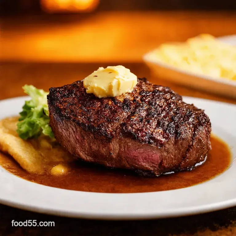 Blackened Louisiana Ribeye with Creole Butter presentation