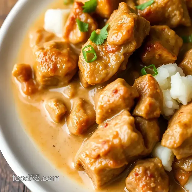 Braise Tender Pork in Creamy Coconut Joy presentation