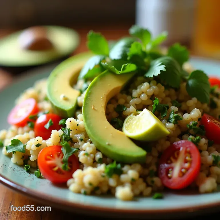 Bright Avocado Quinoa Salad with Lime Cilantro presentation