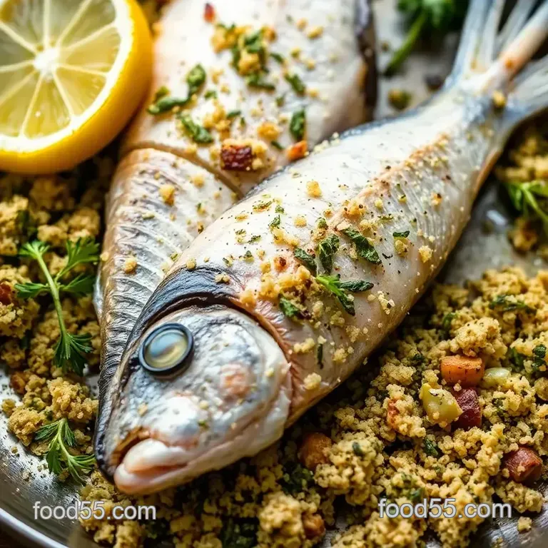 Broil Loup de Mer with Zesty Herb Crust presentation