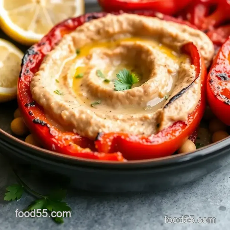 Broiled Red Pepper Hummus: A Creamy Indulgence presentation