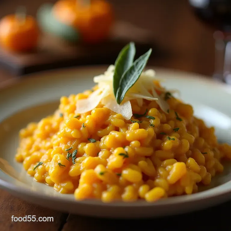 Velvet Autumn Creamy Butternut Squash Risotto with Sage Parmesan presentation
