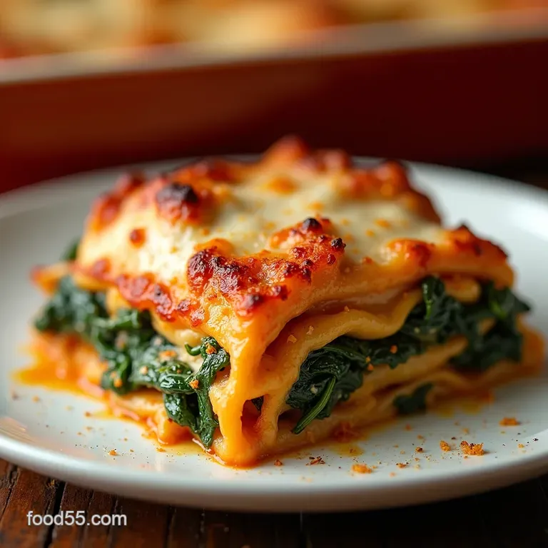 Butternut Squash Spinach Lasagna Rolls Sage Butter or Marinara presentation