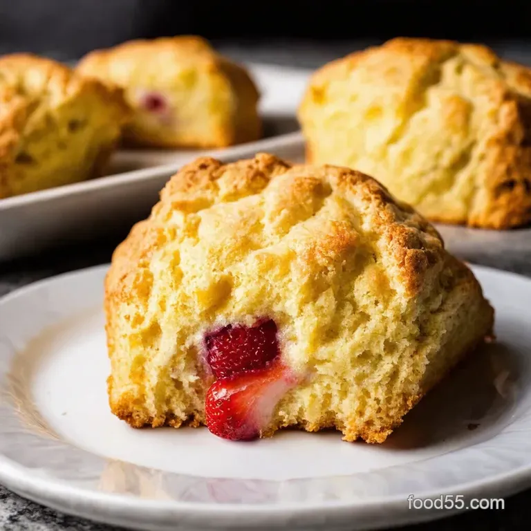 Buttery Strawberry Scones with Lemon Glaze presentation