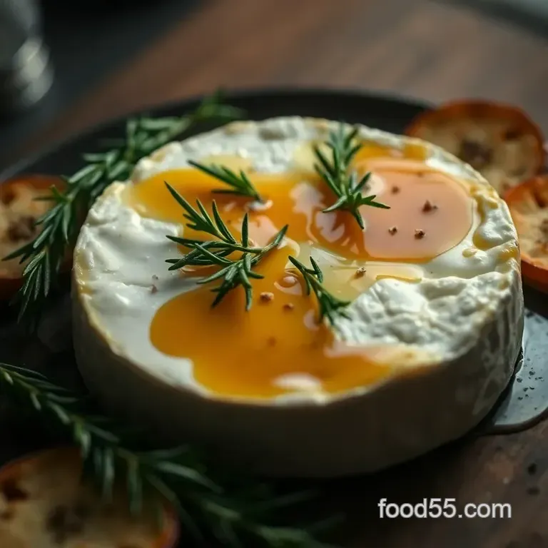 Camembert Baked Delight with Honey and Herbs presentation