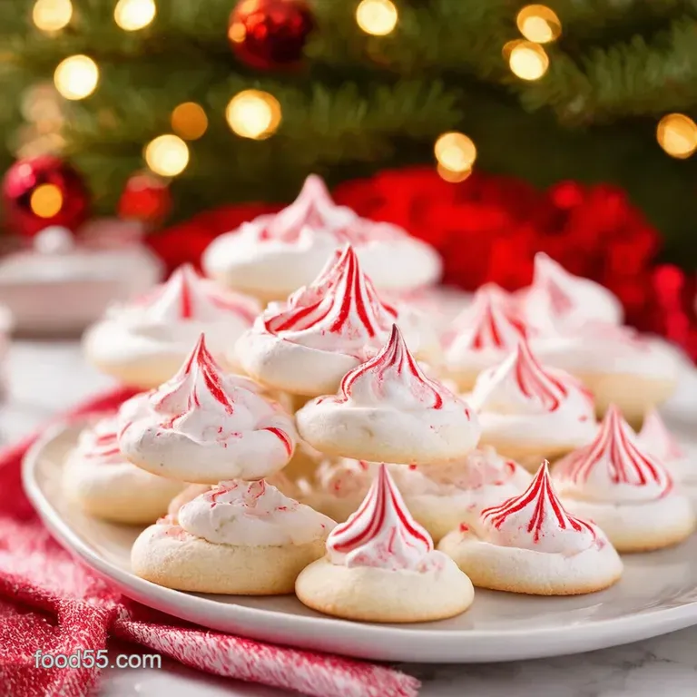Candycane Kiss Peppermint Meringue Cookies presentation