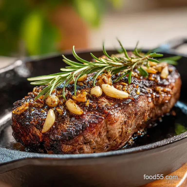 Best Cast Iron Recipe with Garlic Steak