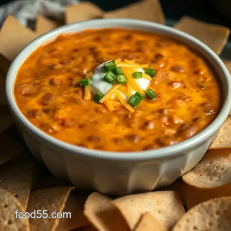 Cheesy Refried Bean Dip Delight presentation