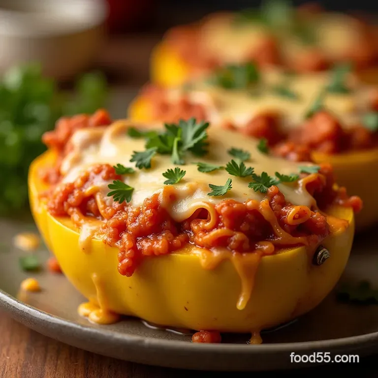 The Ultimate Cheesy Spaghetti Squash Boats a Weeknight Comfort Classic presentation