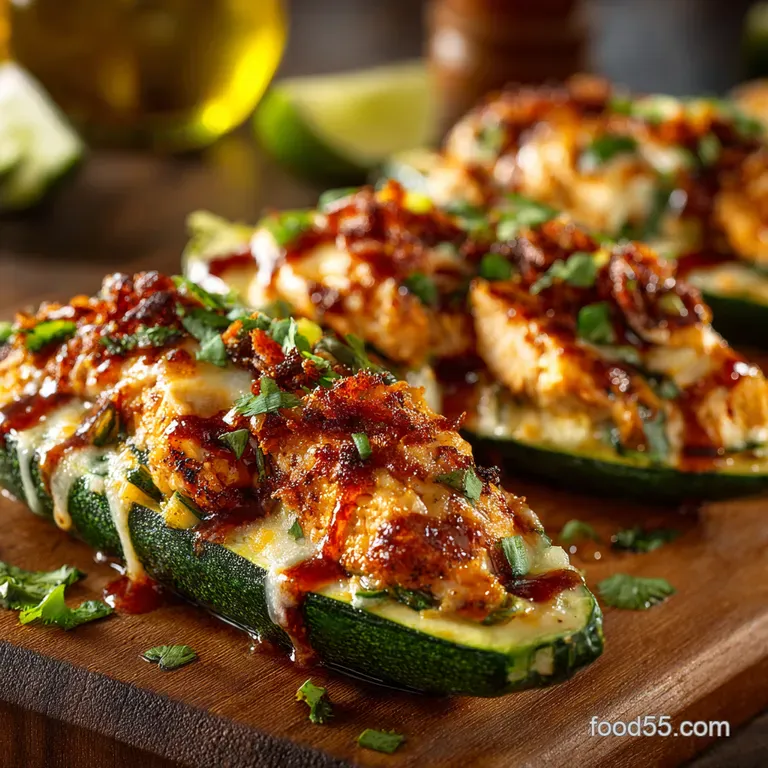 Chicken Enchilada Stuffed Zucchini Boats presentation