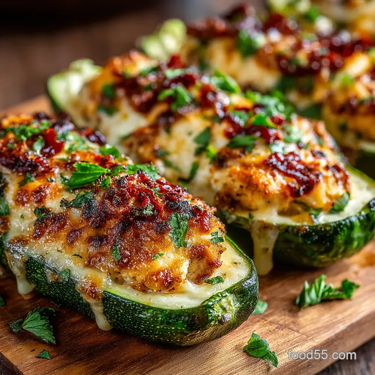 Chicken Enchilada Stuffed Zucchini Boats