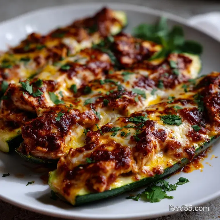 Chicken Enchilada Zucchini Boats: Low Carb Filling presentation