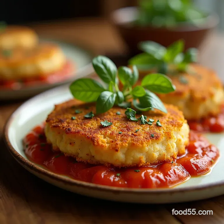Chickpea Milanese Crispy Breaded Cutlets presentation