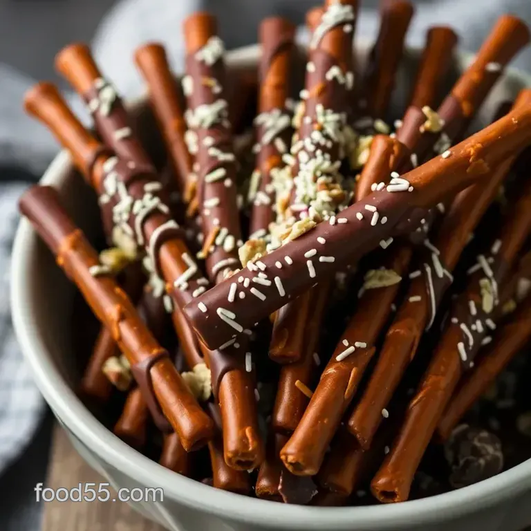 Chocolate-Dipped Pretzel Rods: Sweet &amp Salty Delight presentation